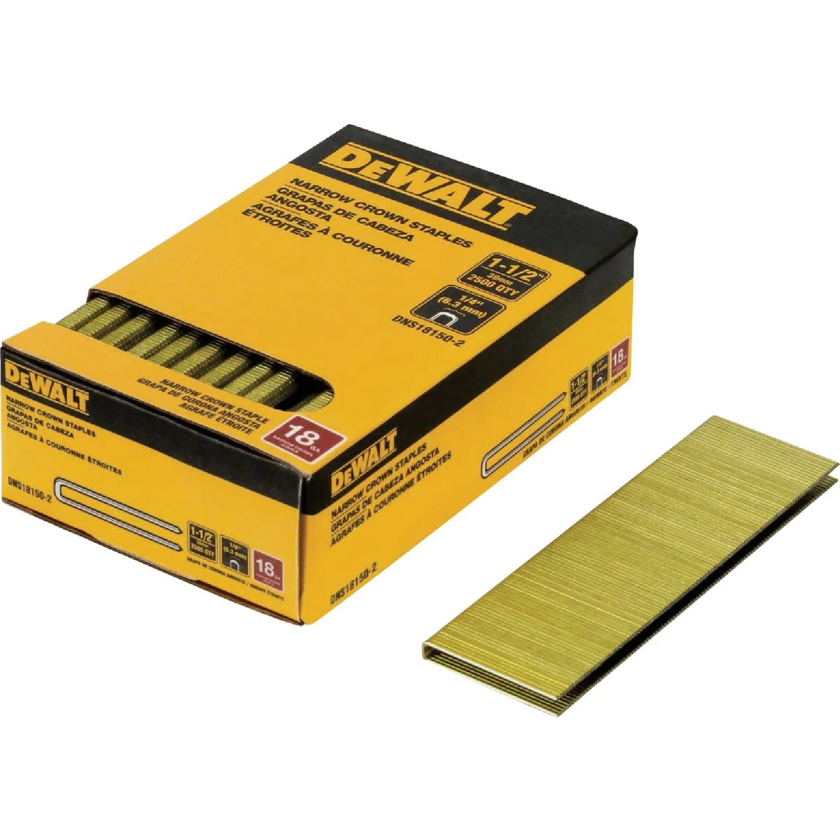 Reliable DEWALT 1 4 In. x 1-1 2 In. 18-Gauge Collated Crown Staples 2500 Ct. Next-Generation