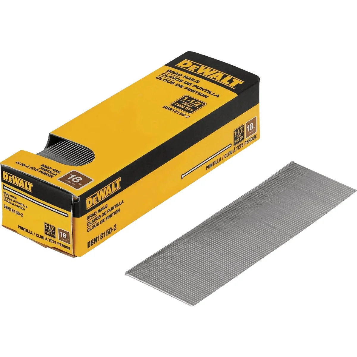 Prestigious DEWALT 1-1 2 In. 18-Gauge Coated Brad Nails 2500 Ct. Detailed