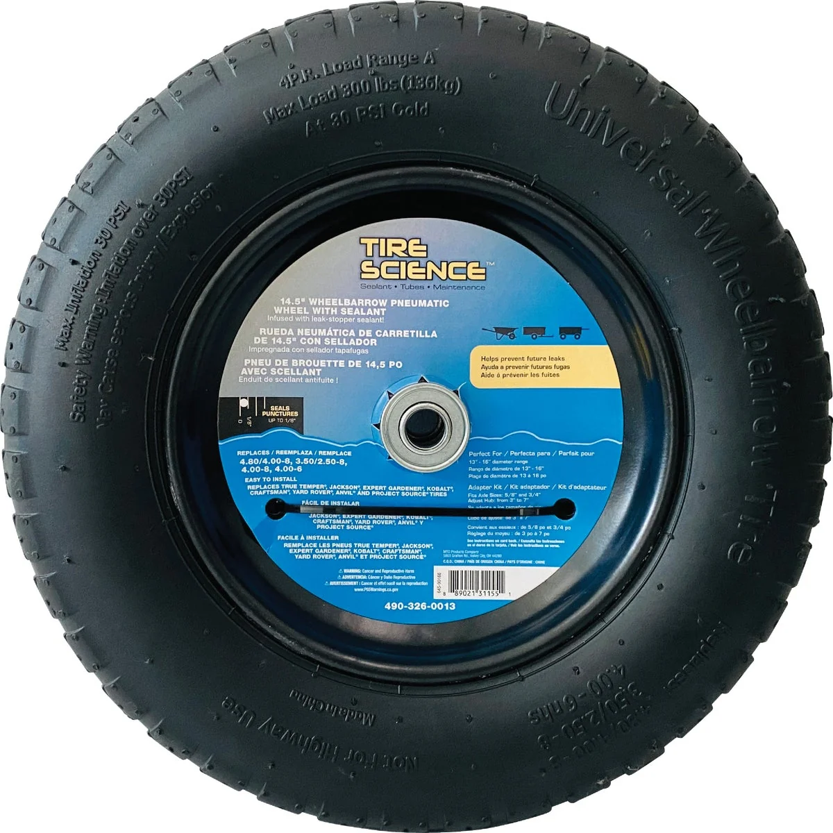 Healthy Tire Science 14.5 in. Air-Filled with Tire Sealant Wheelbarrow Wheel Eco-Friendly