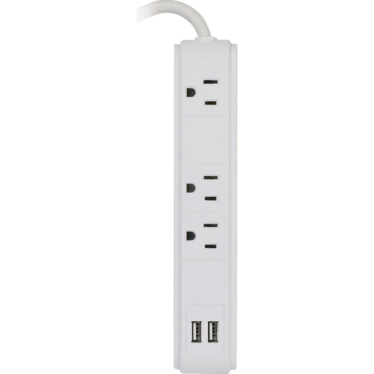 Relaxed Prime Wire Cable 3-Outlet 2-USB-A 300J White Surge Strip with 2.5 Ft. Cord Trusted