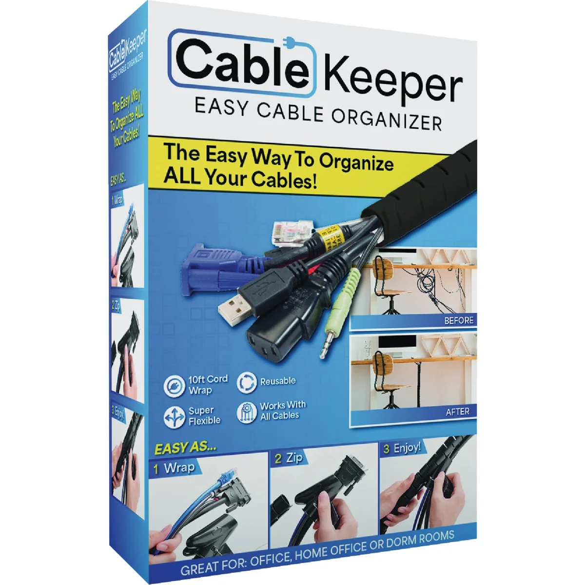 Natural Cable Keeper 10 Ft. Cable Organizer Soft