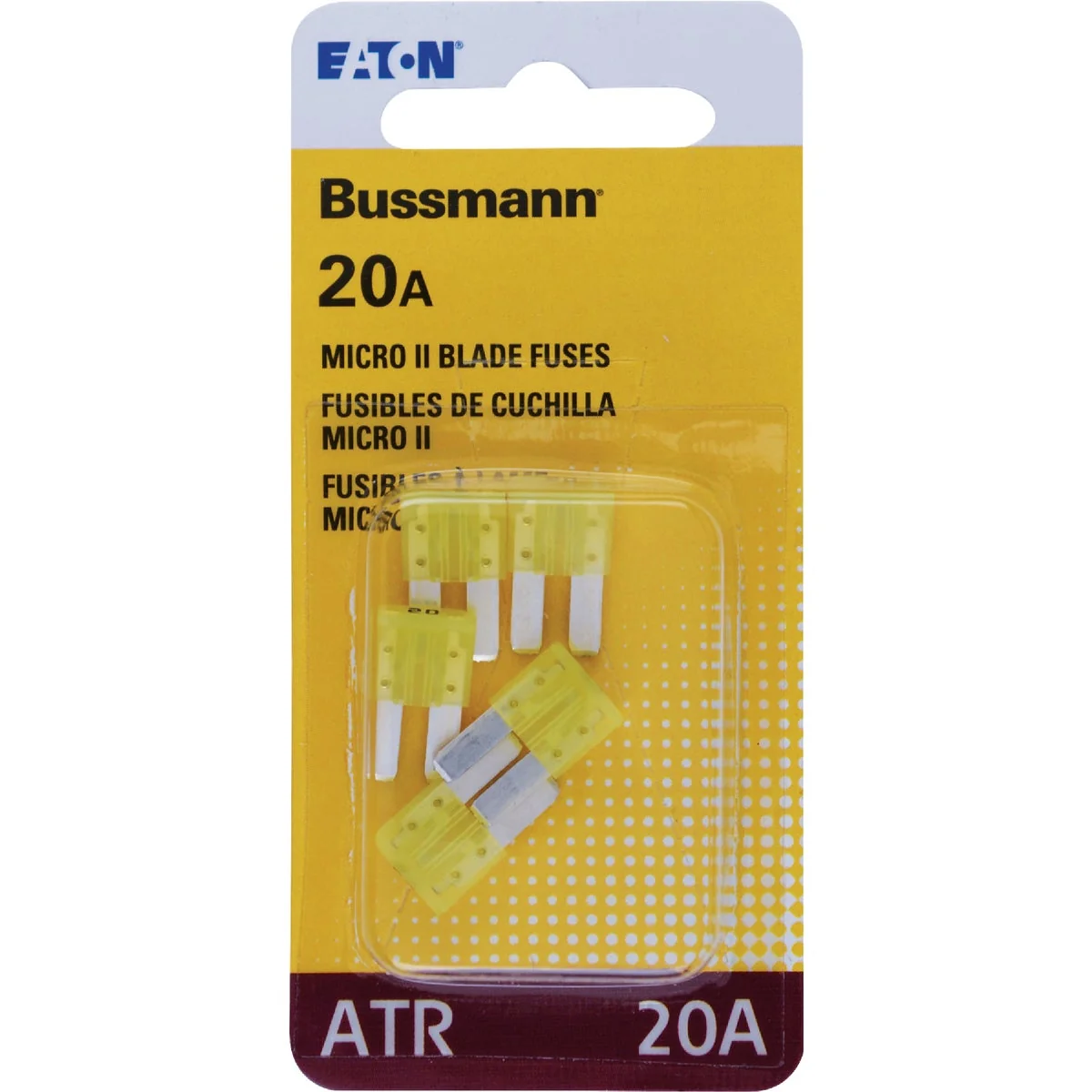 Reliable Bussmann 20A 32V ATR Non Indicating Blade Fuse Yellow 5-Pack Classic