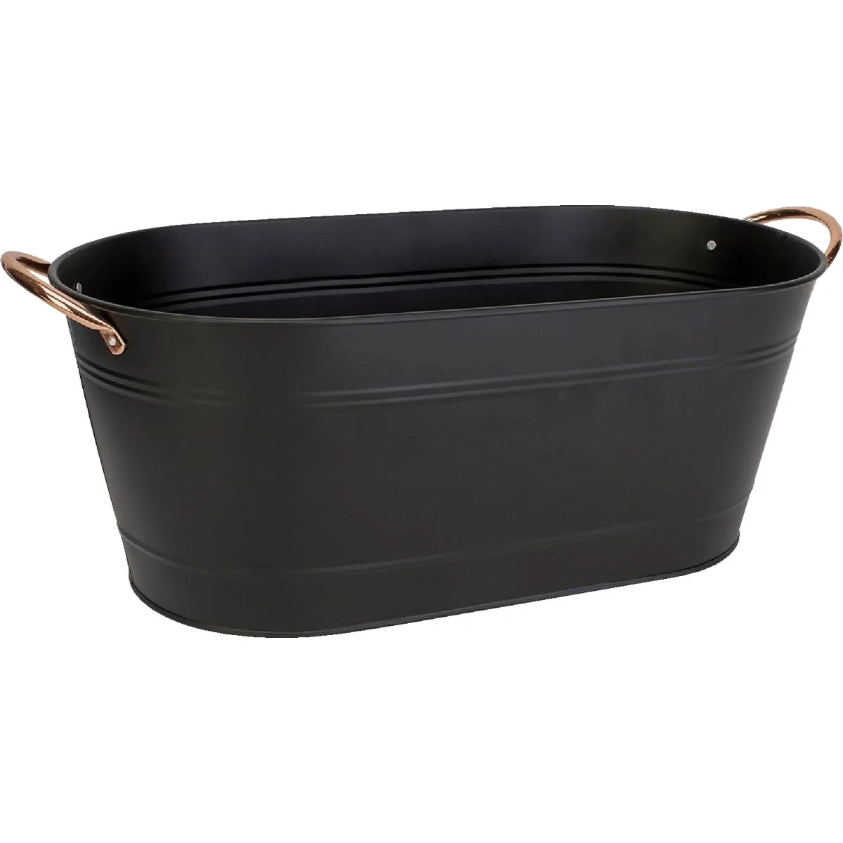 Recyclable Panacea 16 In. Oval Steel Black Modern Farmhouse Washtub Planter Elegant
