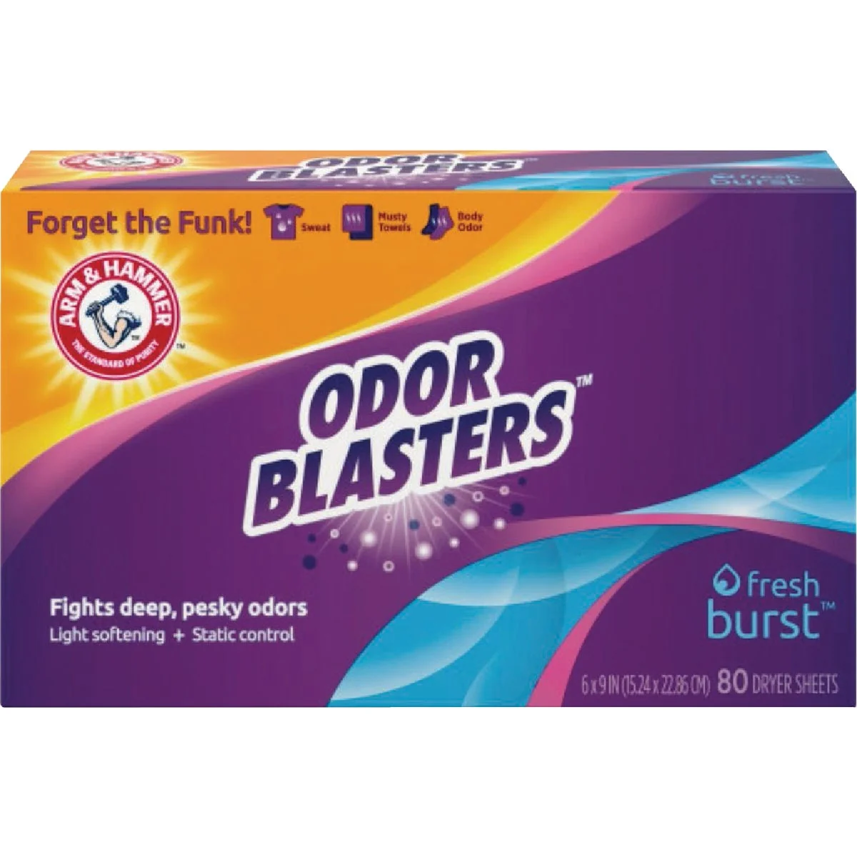 Premium Arm Hammer Odor Blasters Fresh Burst Dryer Sheets 80-Count Flexible