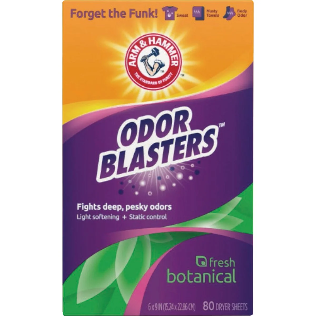 Minimalist Arm Hammer Odor Blasters Botanical Dryer Sheets 80-Count Effective