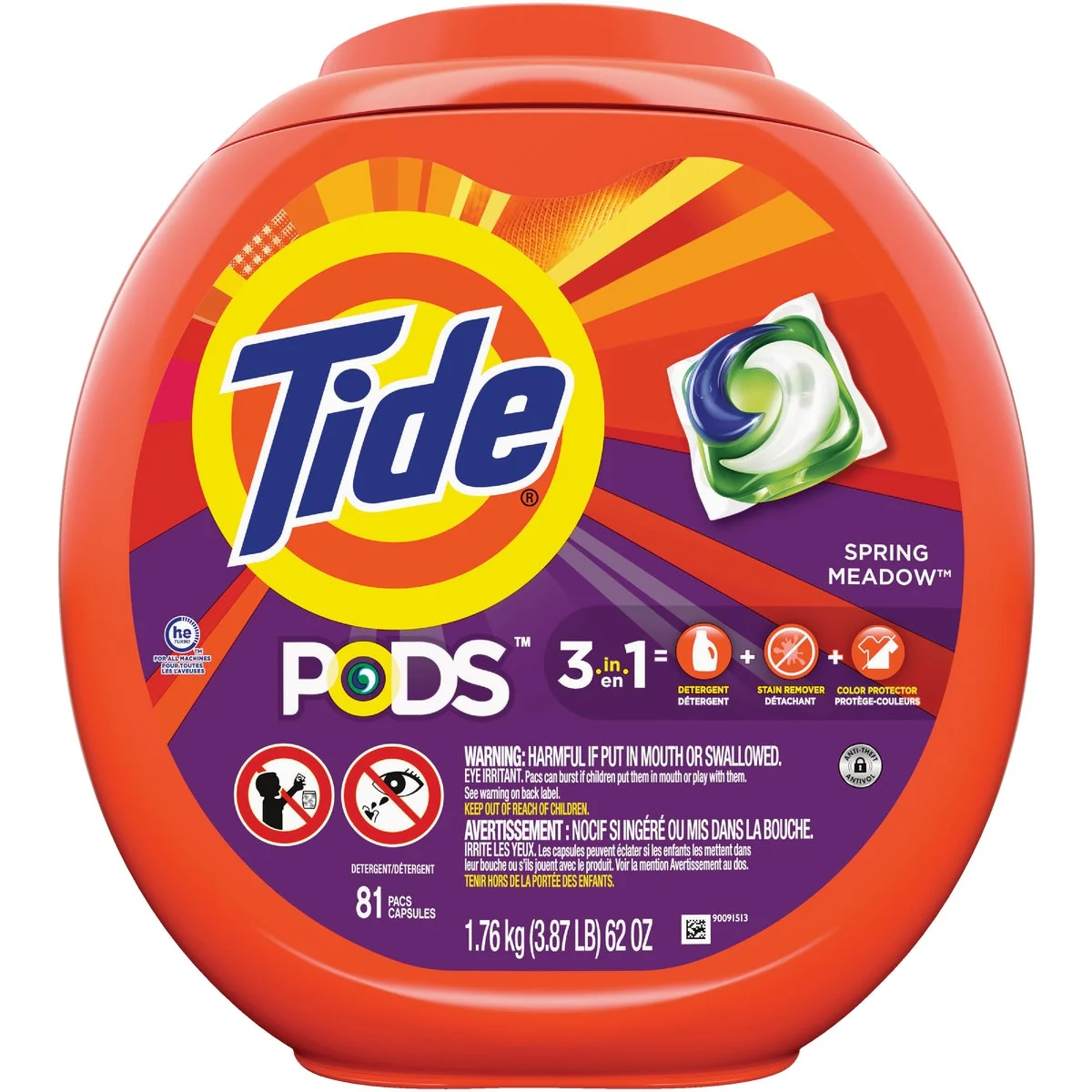 Original Tide Pods Spring Meadow HE Liquid Laundry Detergent Soap Pacs 81-Count Next-Generation