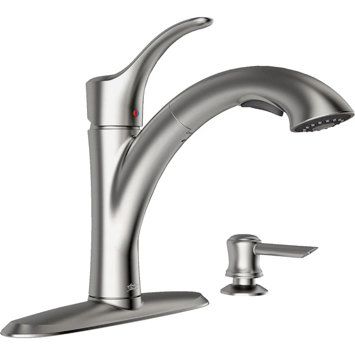 Practical American Standard Mesa 1-Handle Lever Pull-Down Kitchen Faucet with Soap Dispenser Stainless Steel Superior