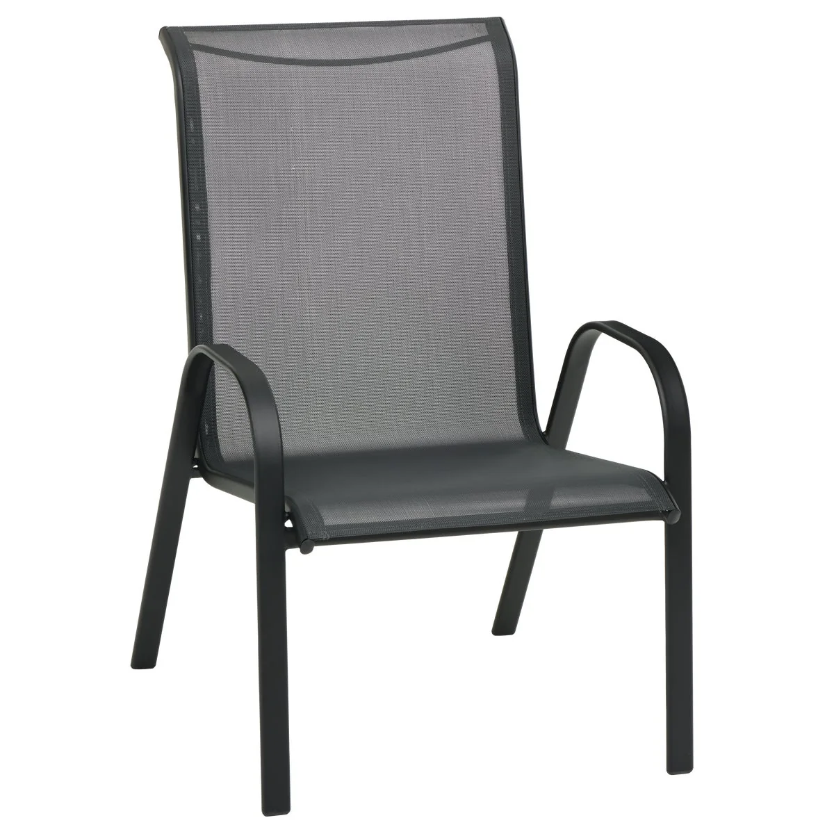 Casual Windsor Collection Black Steel Sling Oversized Stacking Chair Eco-Friendly