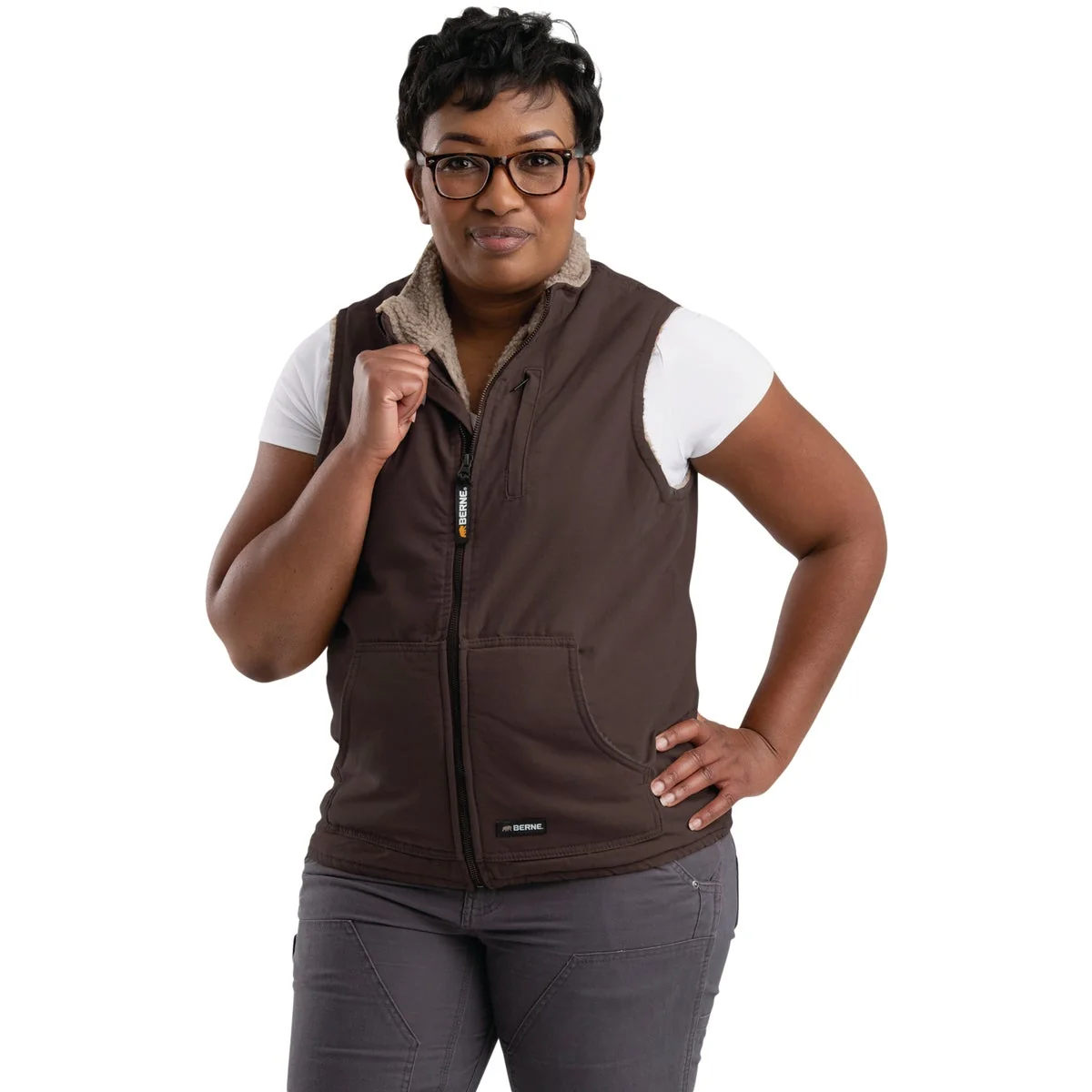 Classic Berne Softstone Women’s Small Tuscan Sherpa-Lined Vest User-Friendly