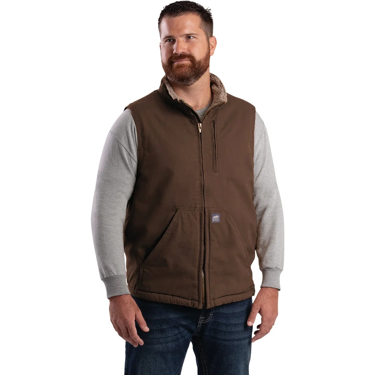 Luxury Berne Heartland Men’s 2XL Bark Sherpa-Lined Washed Duck Vest User-Friendly
