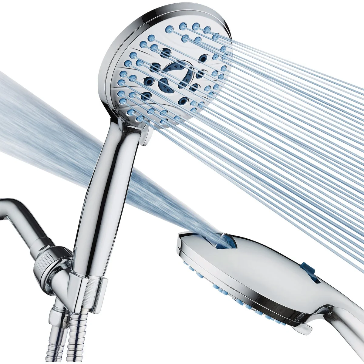 Unique AquaCare Chrome 8-Setting Handheld Shower Head Fast