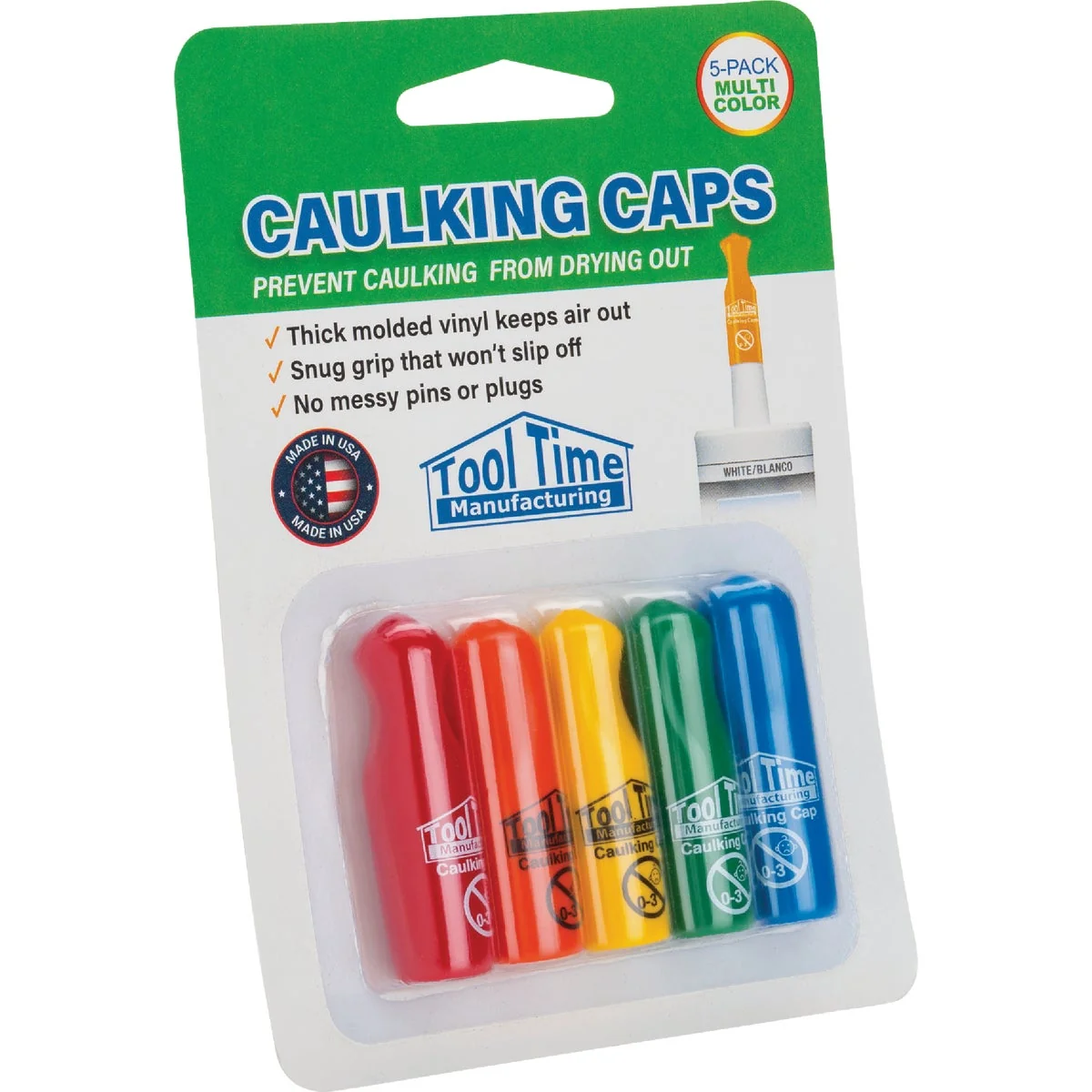 High-Grade Tool Time Multi-Color Vinyl Caulking Cap 5-Pack World-Class