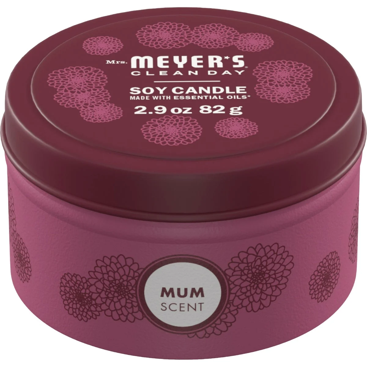 Detailed Mrs. Meyer’s Clean Day 2.9 Oz. Mum Small Tin Fall Soy Candle Trendy