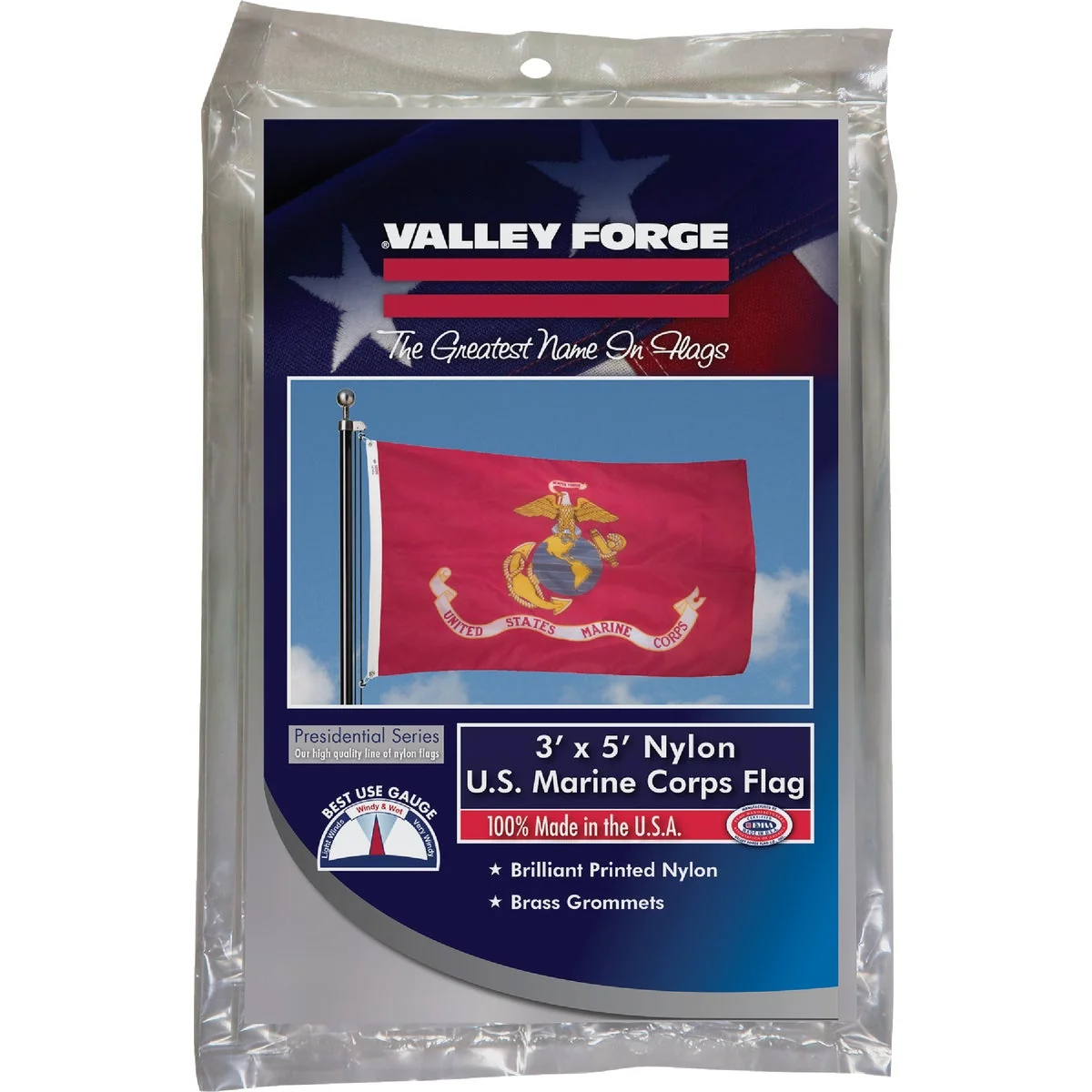 Long-Lasting Valley Forge 3 Ft. x 5 Ft. Nylon Marine Corps Military Flag Elite