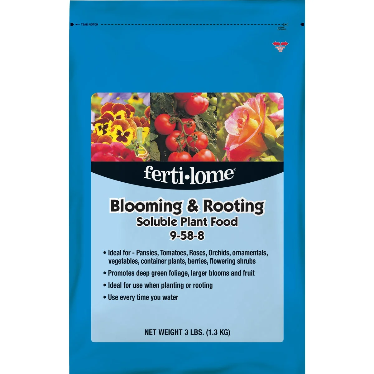 Quality Ferti-Lome 3 Lb. 9-58-8 Blooming Rooting Soluble Dry Plant Food Soft