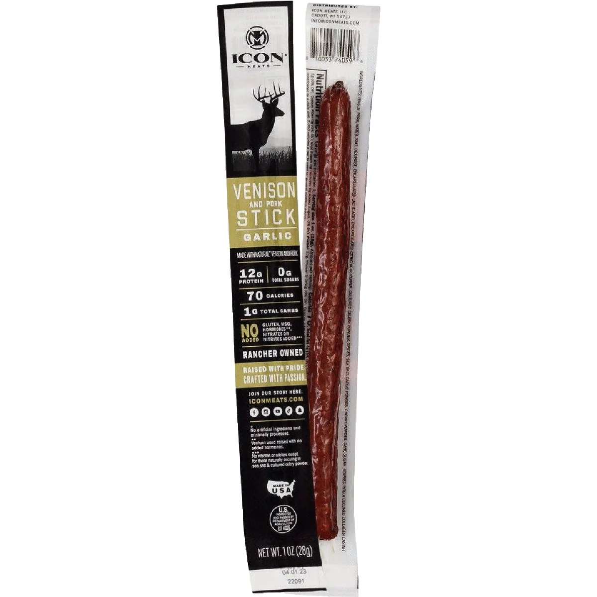 Lightweight Icon 1 Oz. Garlic Venison Stick Genuine