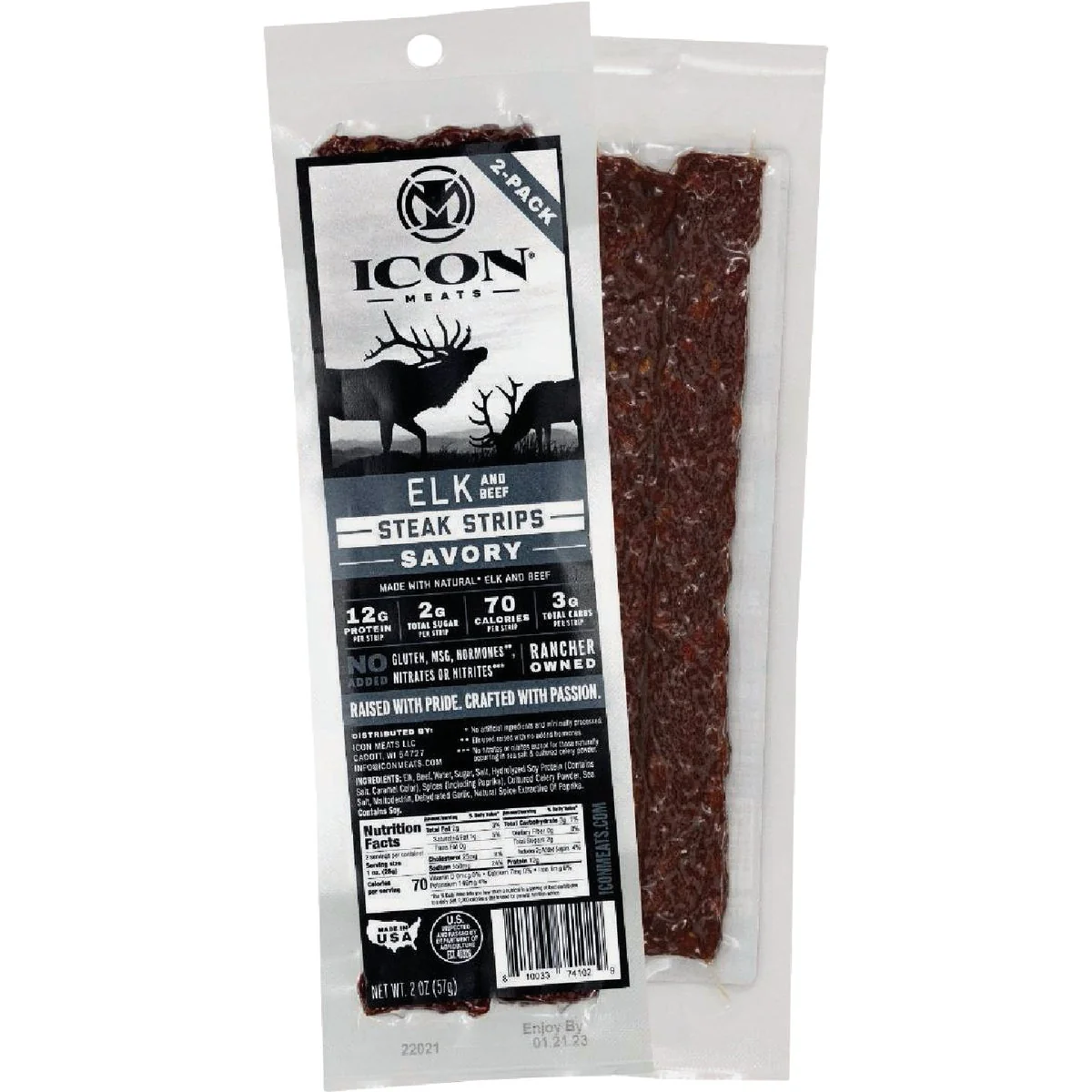 Certified Icon 2 Oz. Savory Elk Steak Strip Outstanding