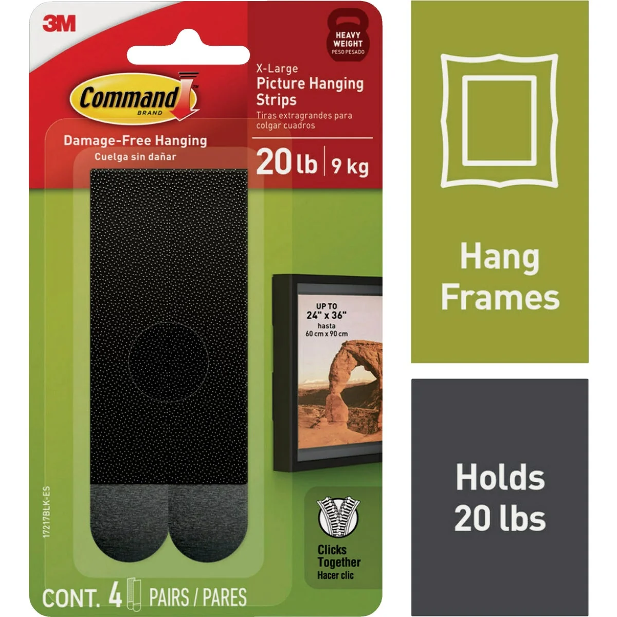 Exceptional Command 20 Lb. Picture Hanging Strips Black 4 Pairs High-Quality