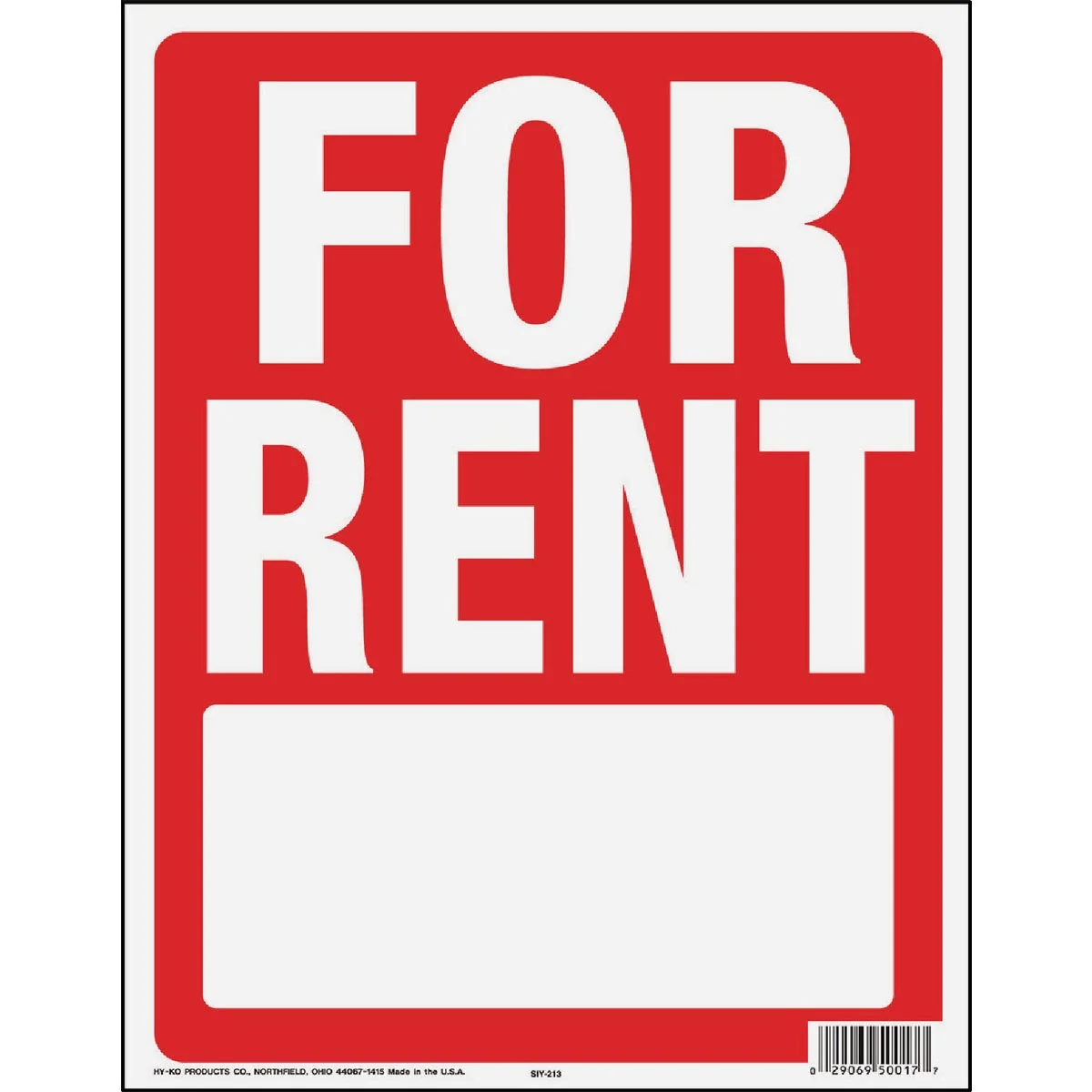 Traditional Hy-Ko 14×18 In. for Rent Sign With Frame Green