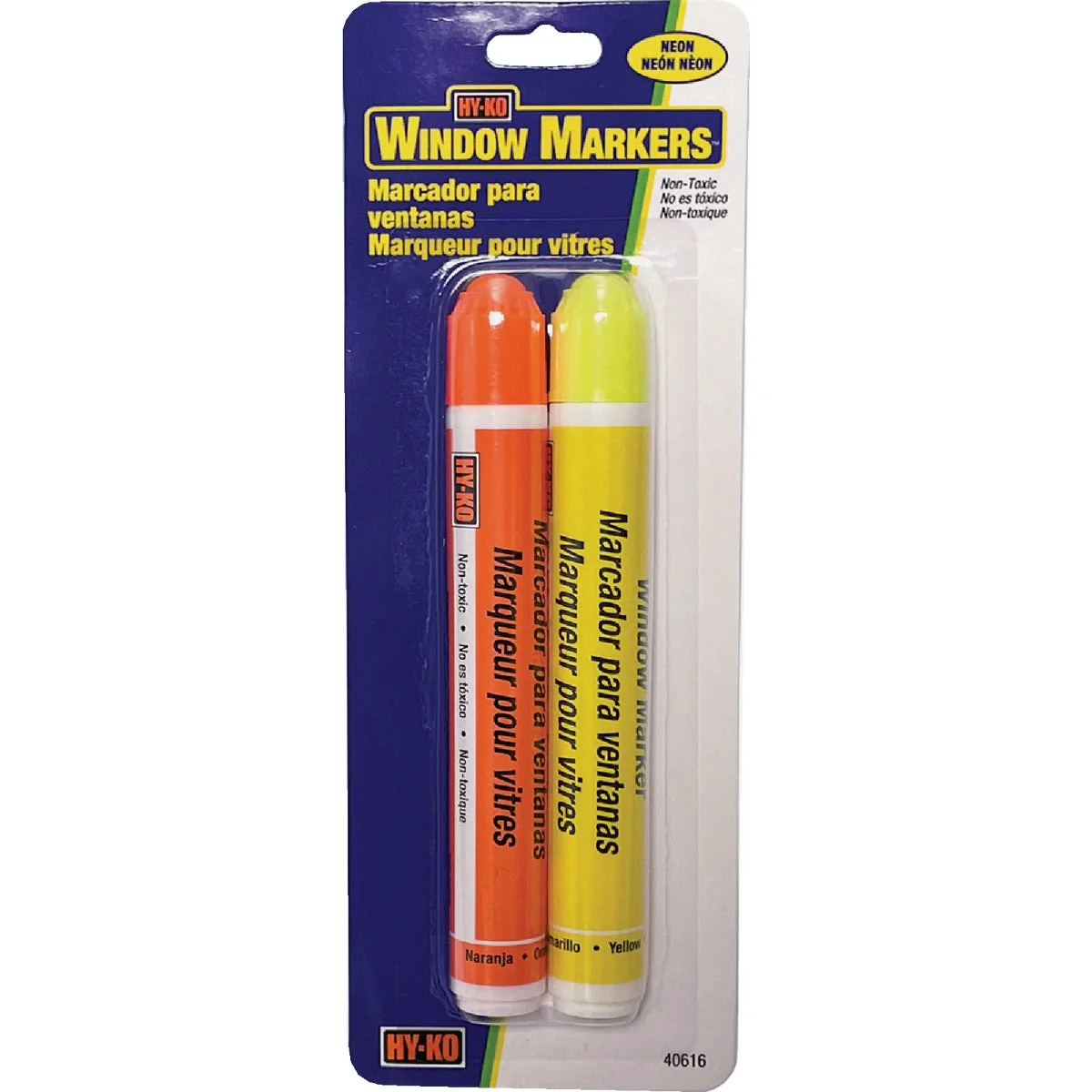 Convenient Hy-Ko Orange Yellow Neon Window Marker 2-Pack Soft