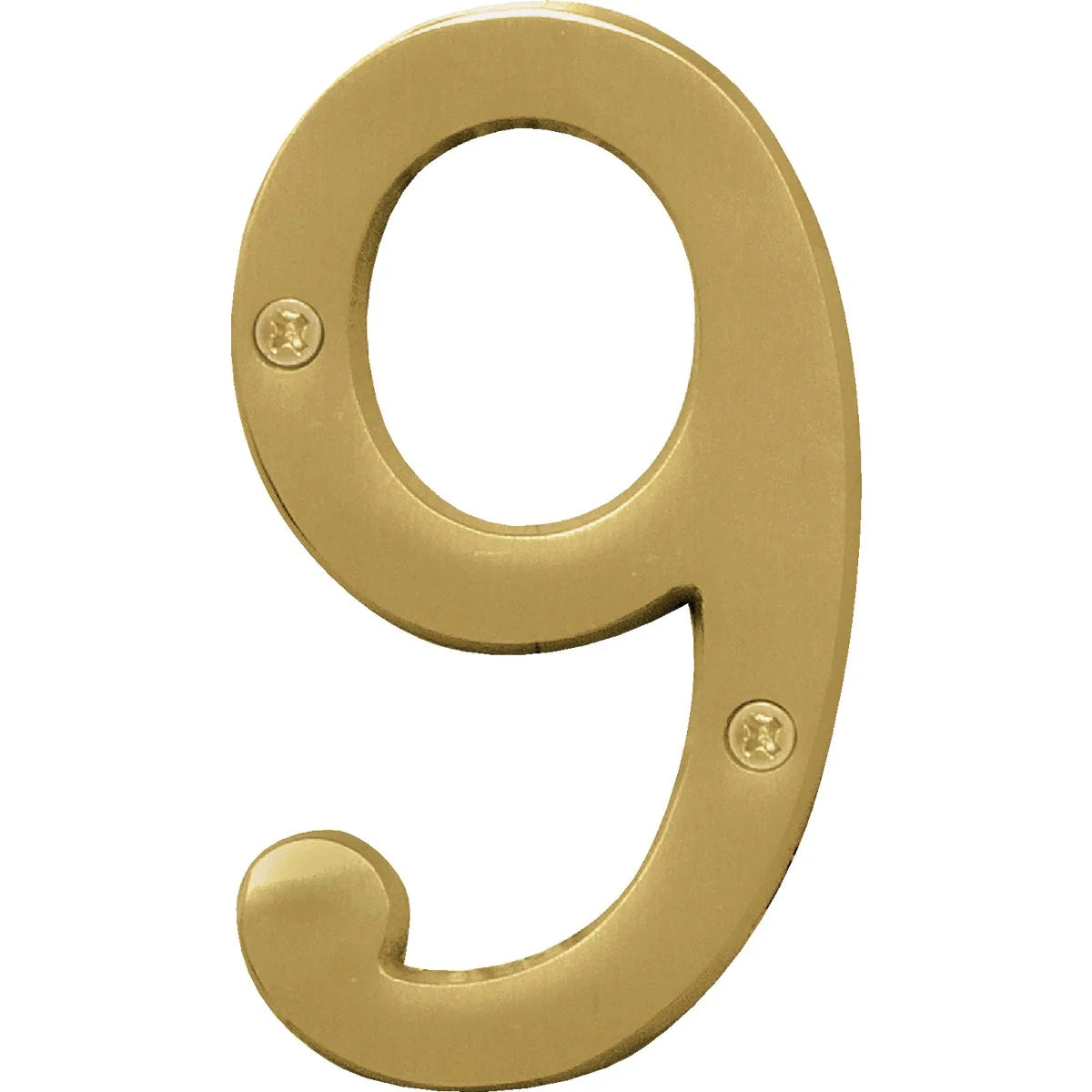 Modern Hy-Ko 4 In. Brushed Brass Number 9 Verified