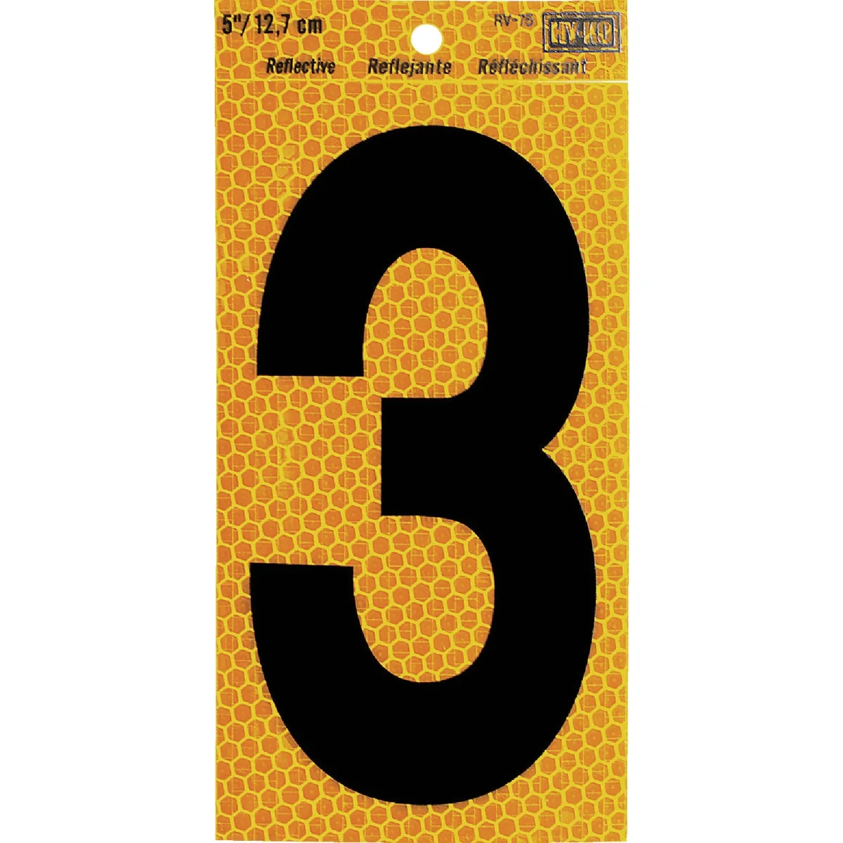 Superior Hy-Ko 5 In. Yellow Reflective Number 3 Fashionable
