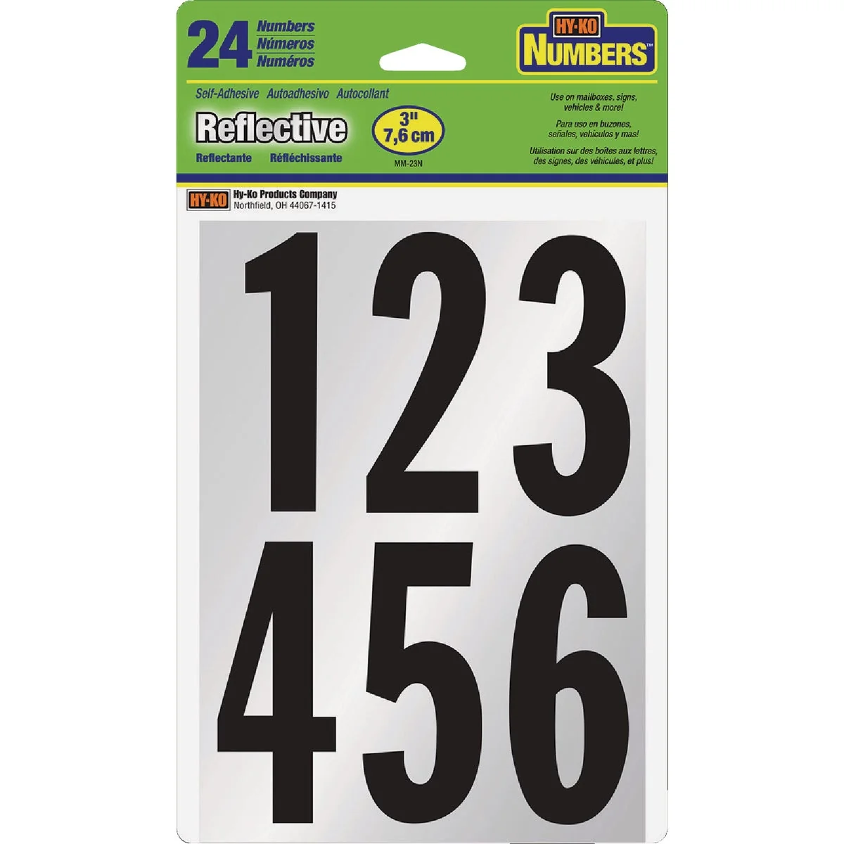 Lightweight Hy-Ko 3 In. Reflective Numbers Professional