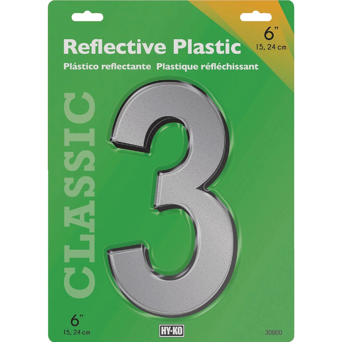 Unique Hy-Ko 6 In. Reflective Plastic Number 3 Easy-to-Use