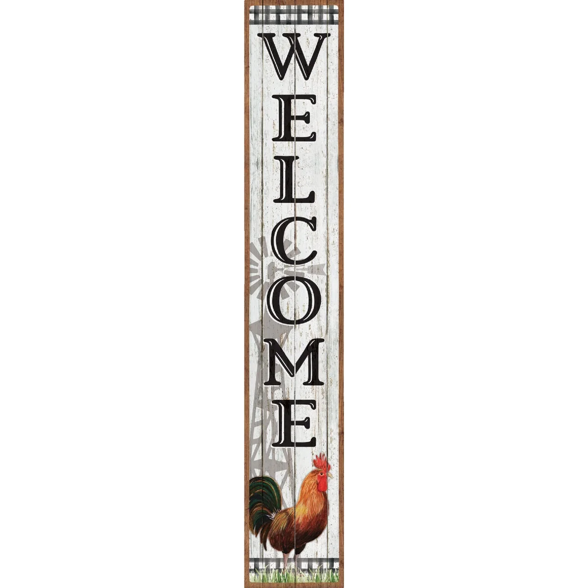 Expertly Made My Word Welcome Rooster 8 In. x 46.5 In. Porch Board Traditional