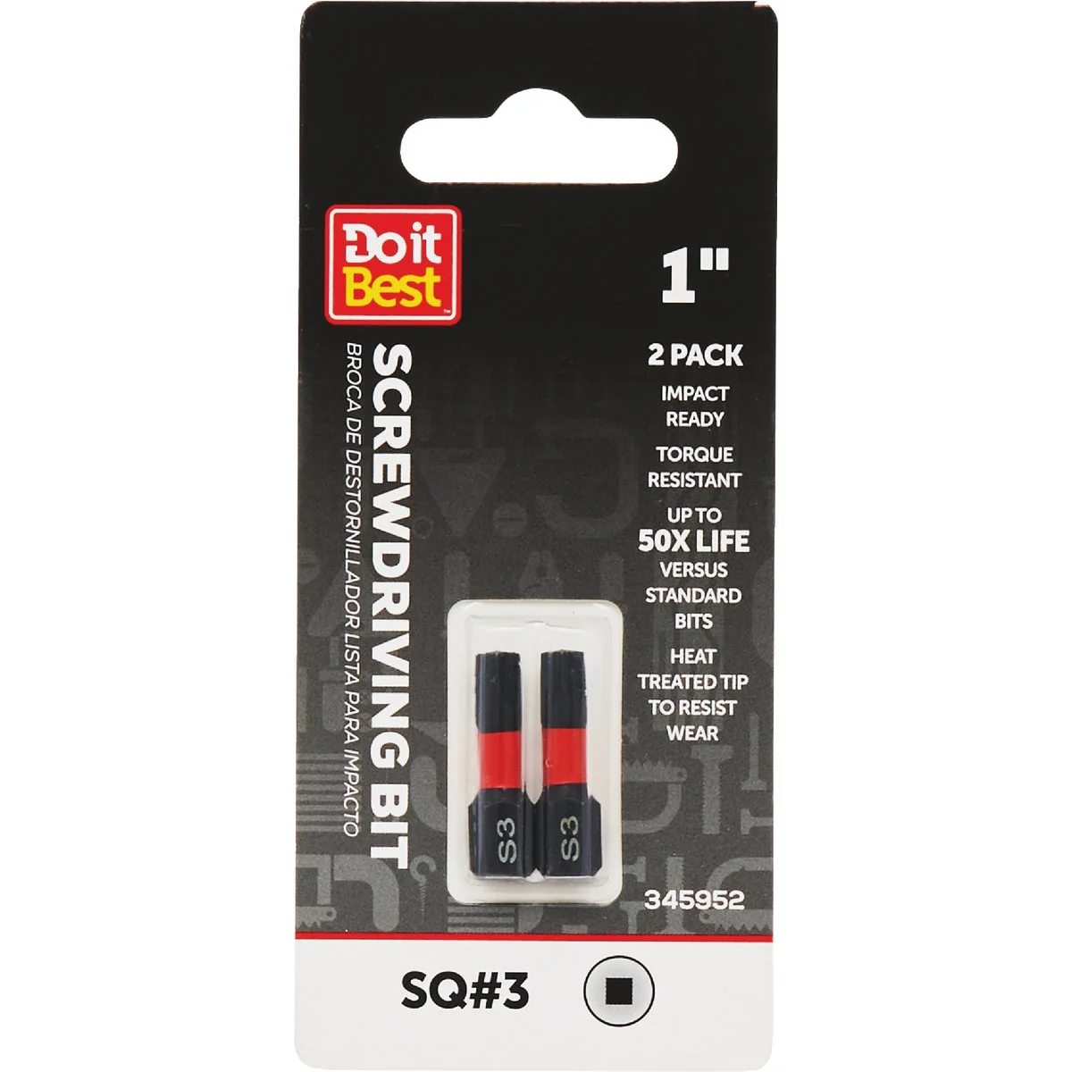 Pure Do it 3 Square Recess 1 In. Screwdriver Bit 2-Pack Carefully Designed