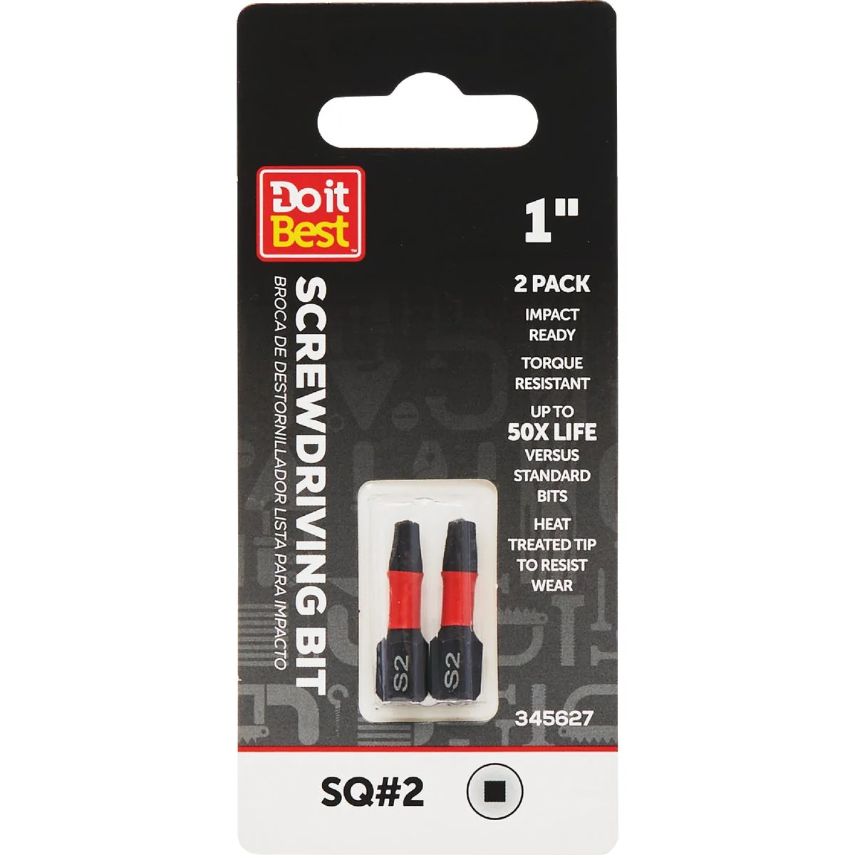 Original Do it 2 Square Recess 1 In. Screwdriver Bit 2-Pack Smart