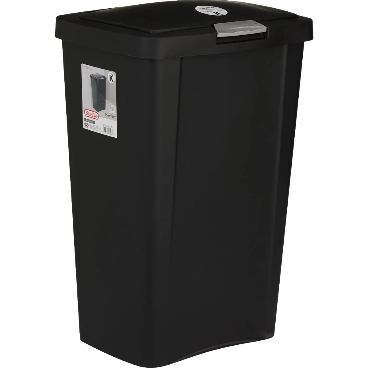 Pure Sterilite 13 Gal. 49 L Black TouchTop Wastebasket Smooth
