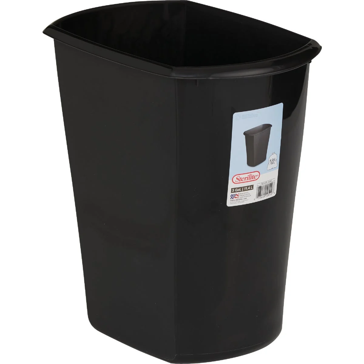 Premium Material Sterilite 3 Gal. 11.4 L Rectangular Wastebasket Selected
