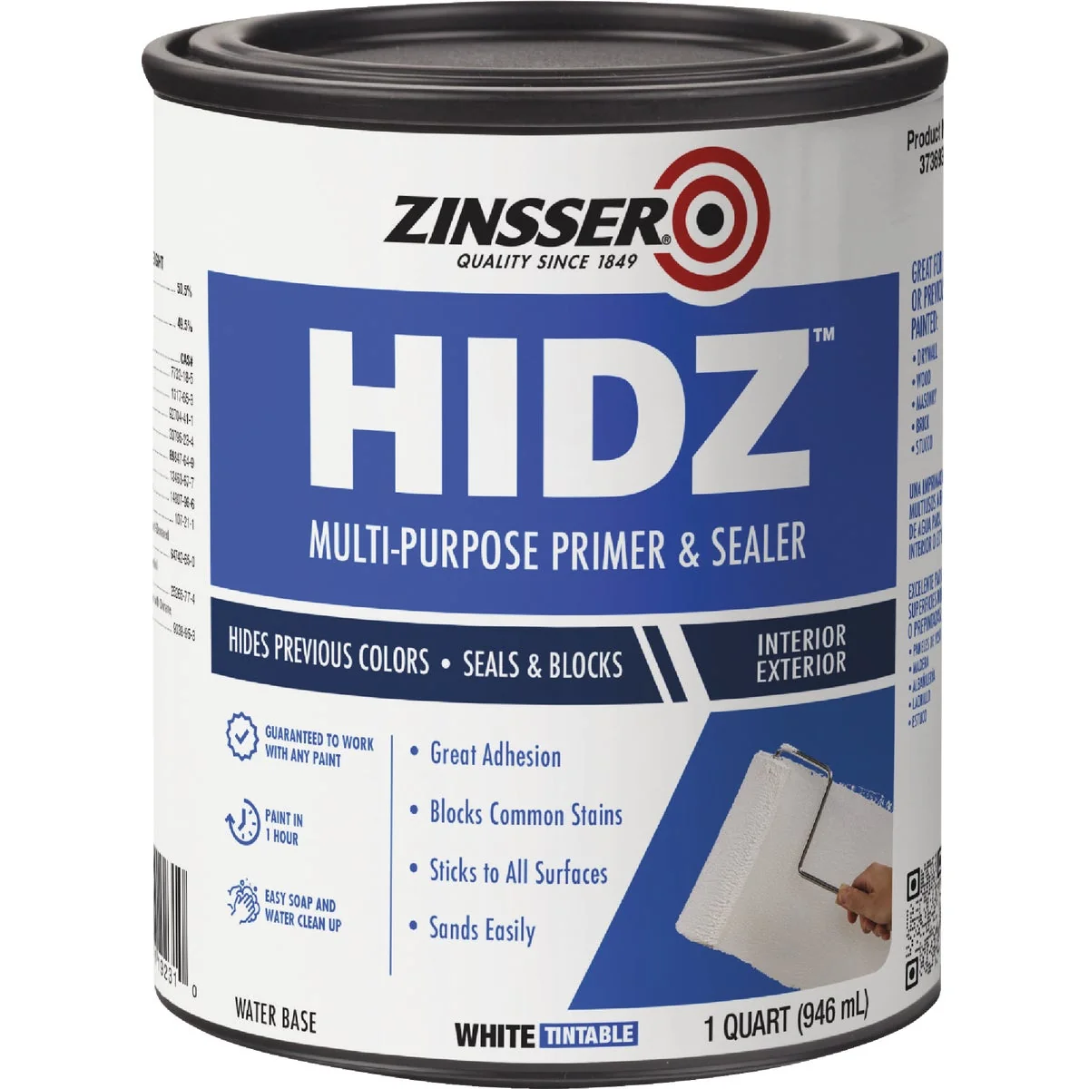 First-Class Zinsser HIDZ Multi-Purpose Primer and Sealer White 1 Qt. Reusable