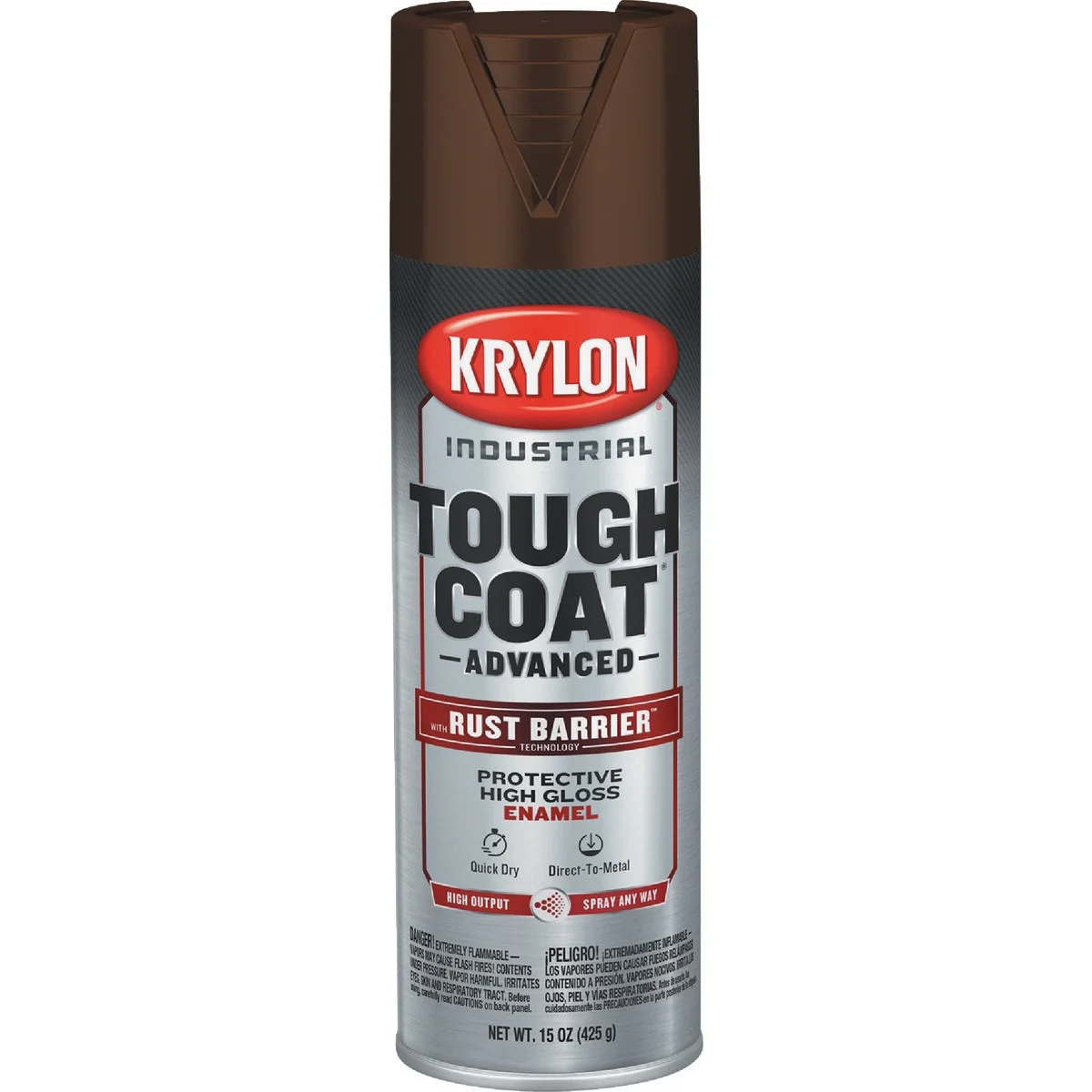 Recyclable Krylon Industrial Tough Coat 15 Oz. Gloss Chestnut Brown Rust Barrier Spray Enamel High-Performance