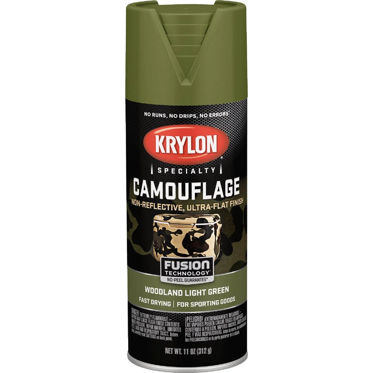 Consistent Krylon Camouflage 11 Oz. Ultra-Flat Spray Paint Woodland Light Green High-Grade