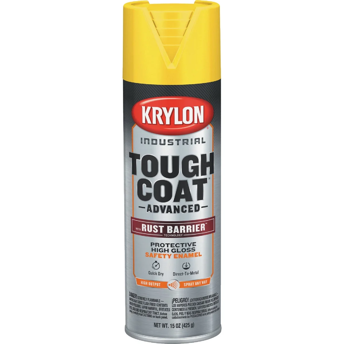 Green Krylon Industrial Tough Coat 15 Oz. Gloss Safety Yellow Rust Barrier Spray Enamel Specialty