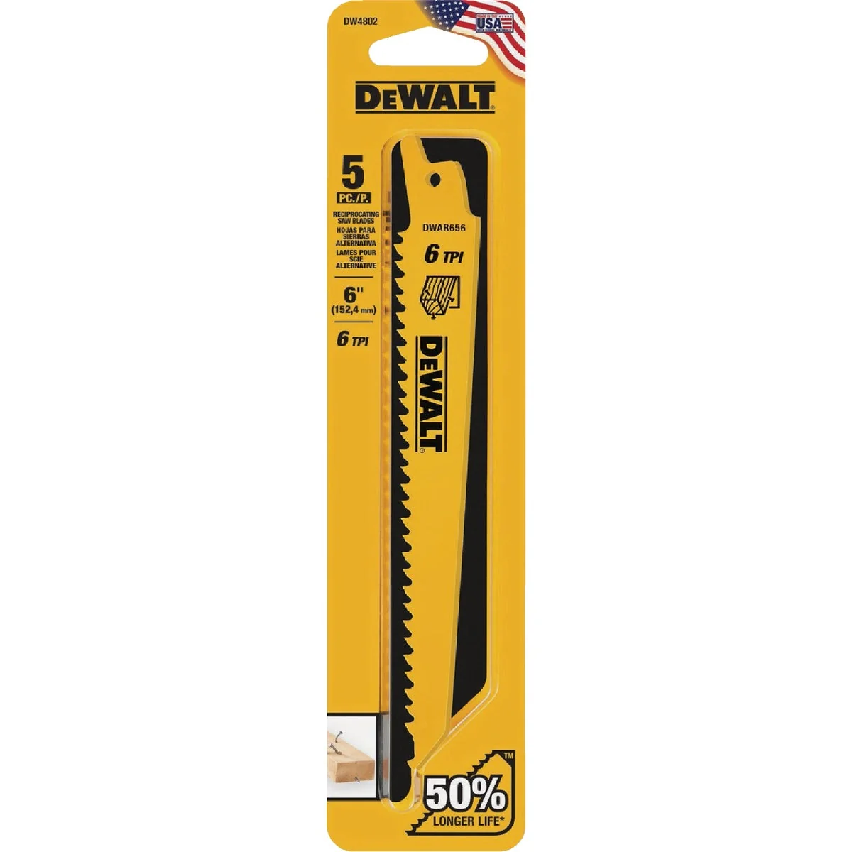 Verified DEWALT 6 In. 6 TPI Bi-Metal Taper Reciprocating Saw Blade 2-Pack Dependable