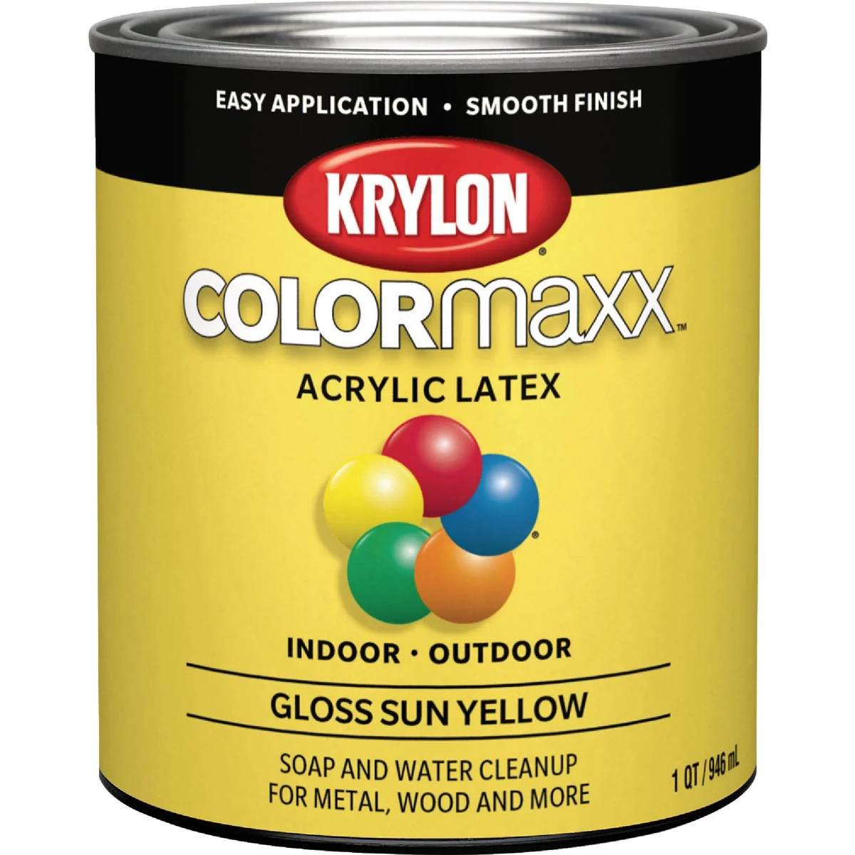 Responsible Krylon ColorMaxx Gloss Interior Exterior Wall Paint Sun Yellow 1 Qt. Refined