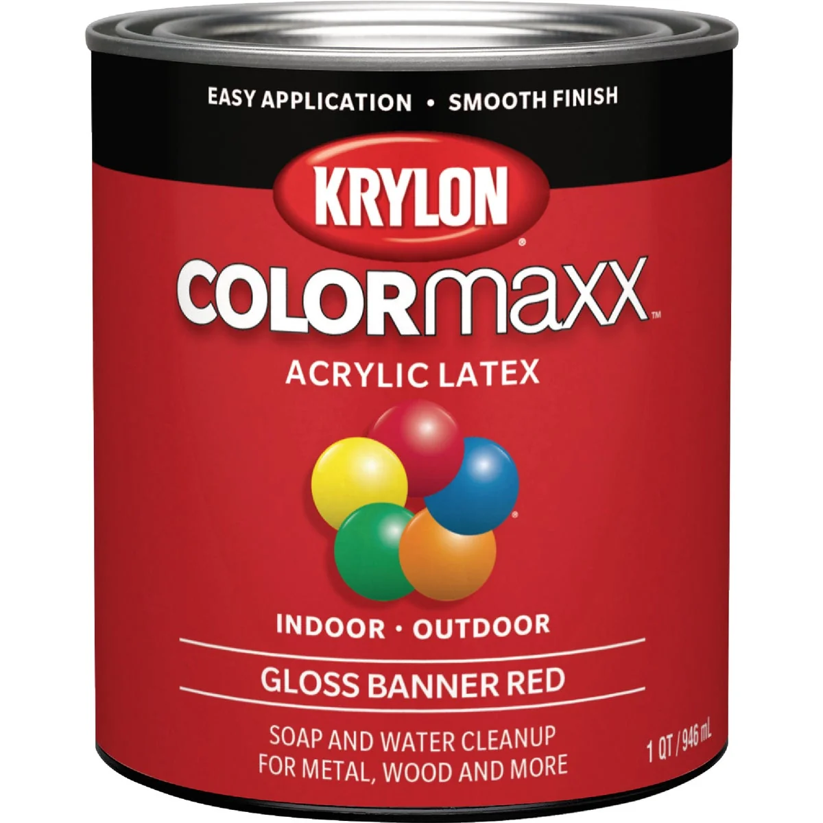 High-Grade Krylon ColorMaxx Gloss Interior Exterior Wall Paint Banner Red 1 Qt. Fashionable
