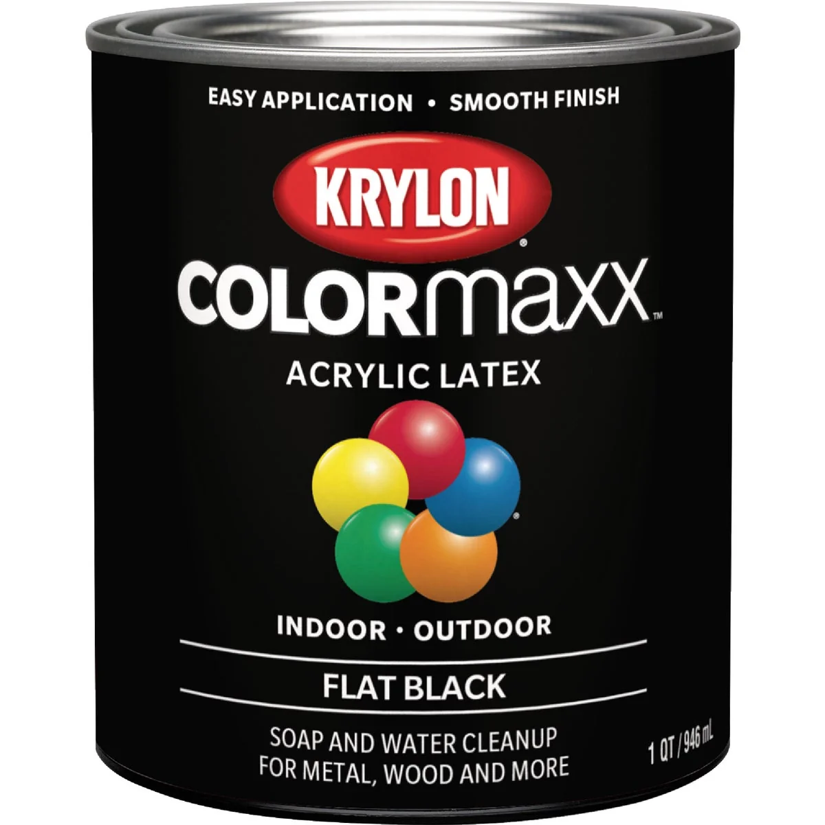 High-End Krylon ColorMaxx Flat Interior Exterior Wall Paint Black 1 Qt. Secure