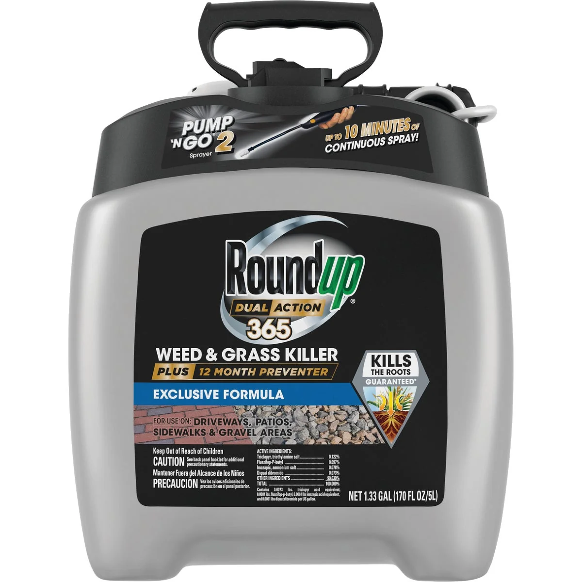 Healthy Roundup Dual Action 365 Pump ‘N Go 1.33 Gal. Exclusive Formula Sprayer Weed Grass Killer Crafted