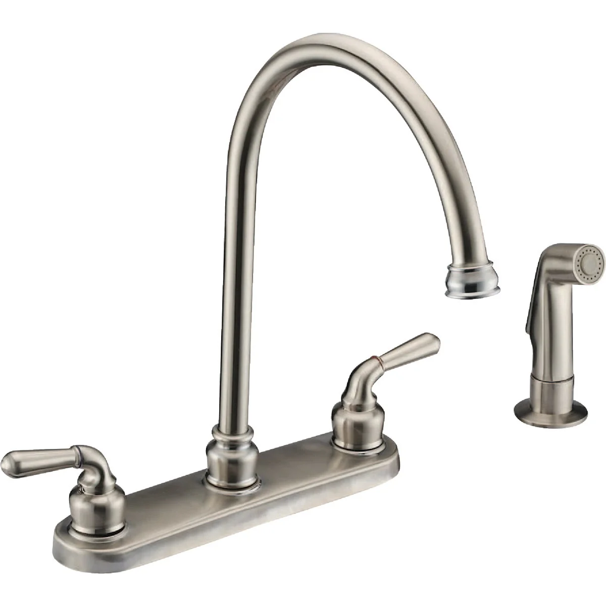 Casual Compass Manufacturing 5202BN-WS Brookfield Brushed Nickel Two Handle Hi Rise Kitchen Faucet With Spray Elegant