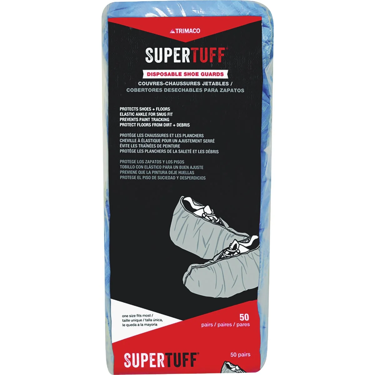 Recyclable Trimaco Blue Slip Resistant Poly Shoe Guard 50-Pair Pure