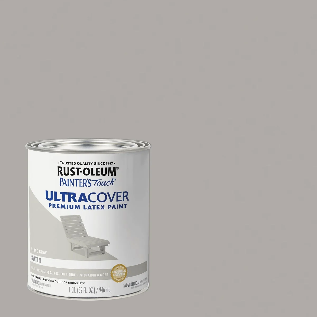 World-Class Rust-Oleum Painter’s Touch 2X Ultra Cover Satin Premium Latex Paint Stone Gray 1 Qt. Excellent