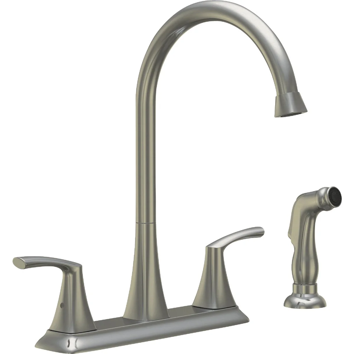 Expertly Made Compass Manufacturing 5279BN-WS Brookfield Brushed Nickel Two Handle Hi Rise Kitchen Faucet With Spray Convenient