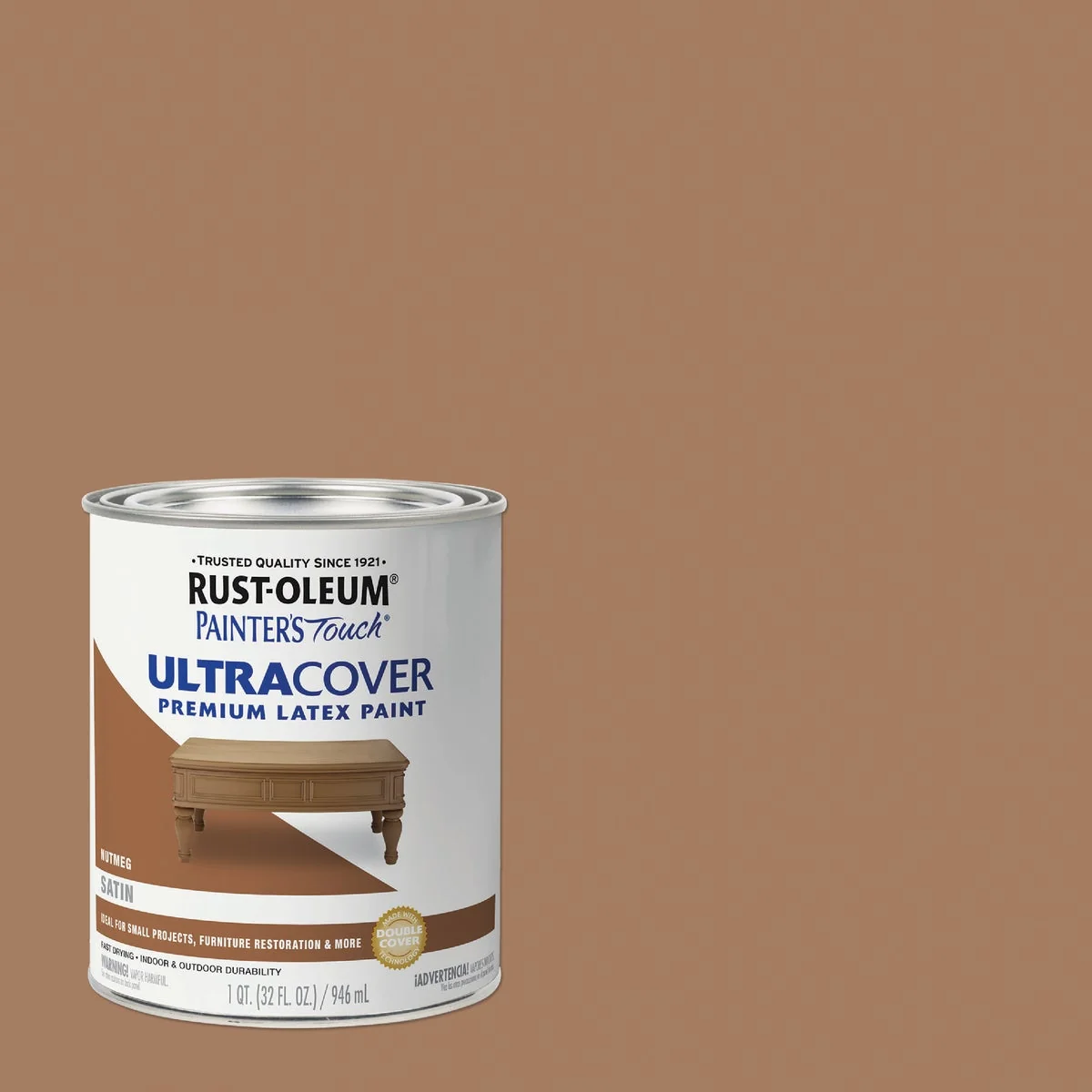 Long-Lasting Rust-Oleum Painter’s Touch 2X Ultra Cover Satin Premium Latex Paint Nutmeg 1 Qt. Powerful
