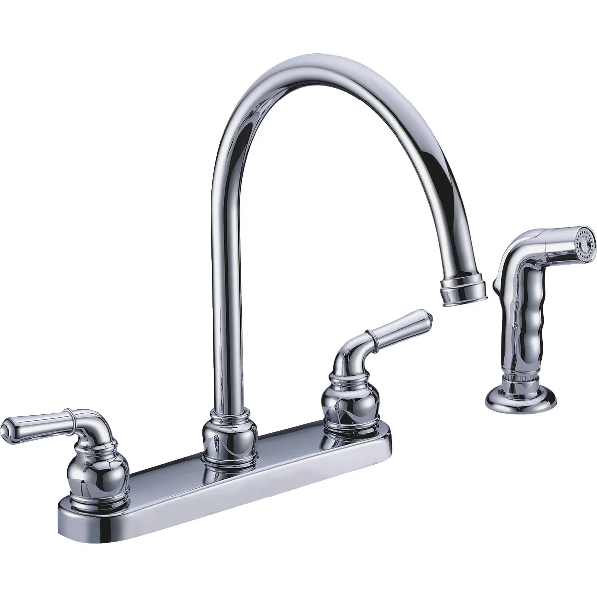 Certified Compass Manufacturing 5202C-WS Brookfield Chrome Two Handle Hi Rise Kitchen Faucet With Spray Enhanced