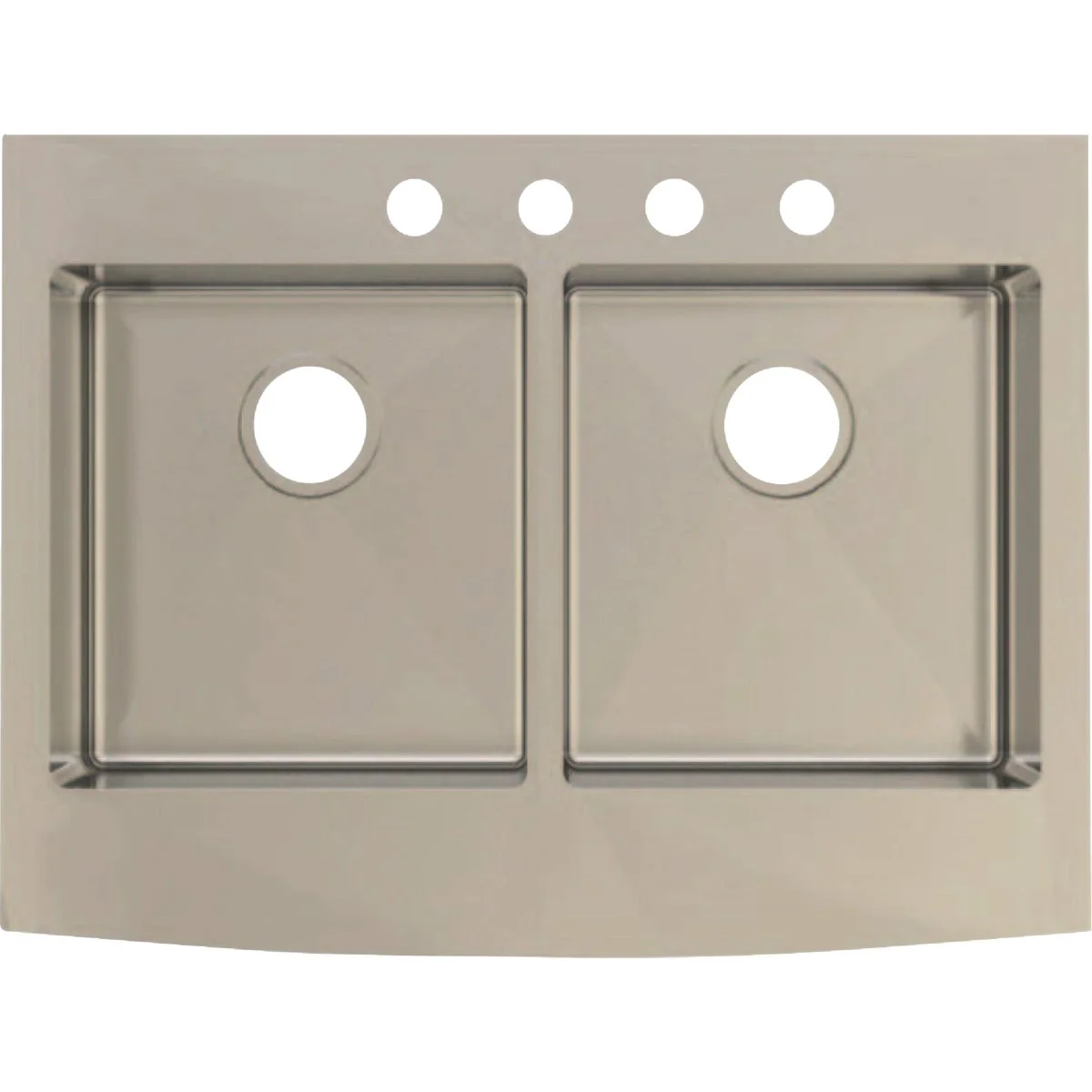 World-Class CMI Double Bowl 33 In. x 25 In x 8 In. Stainless Steel Curved Front Apron Farm Sink Smooth