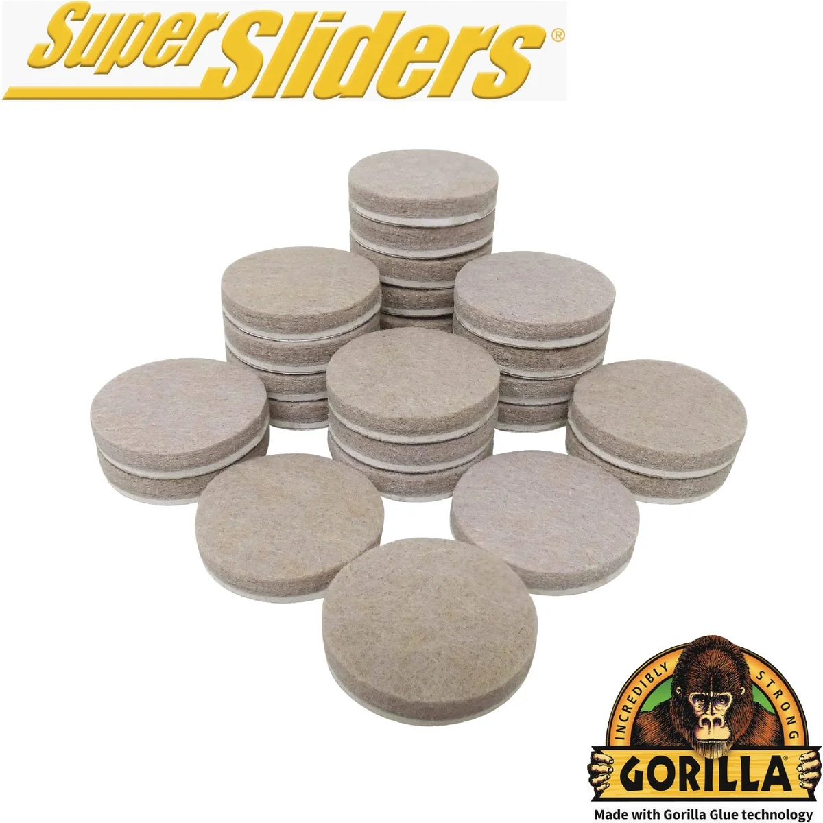 Safe Super Sliders Gorilla Glue 1-1 2 In. Beige Felt Pad 24-Piece Professional